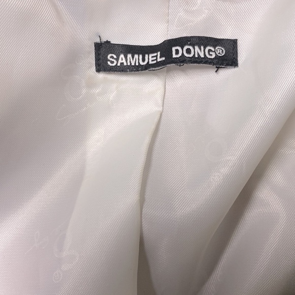 Samuel Dong Gray Newspaper Zip Up Trench Coat with Belt - Picture 8 of 12